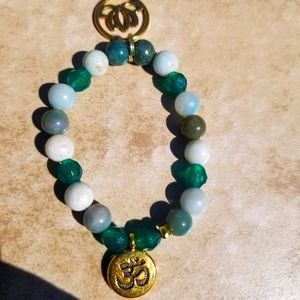 Zen Unisex Green & White Beaded Bracelet